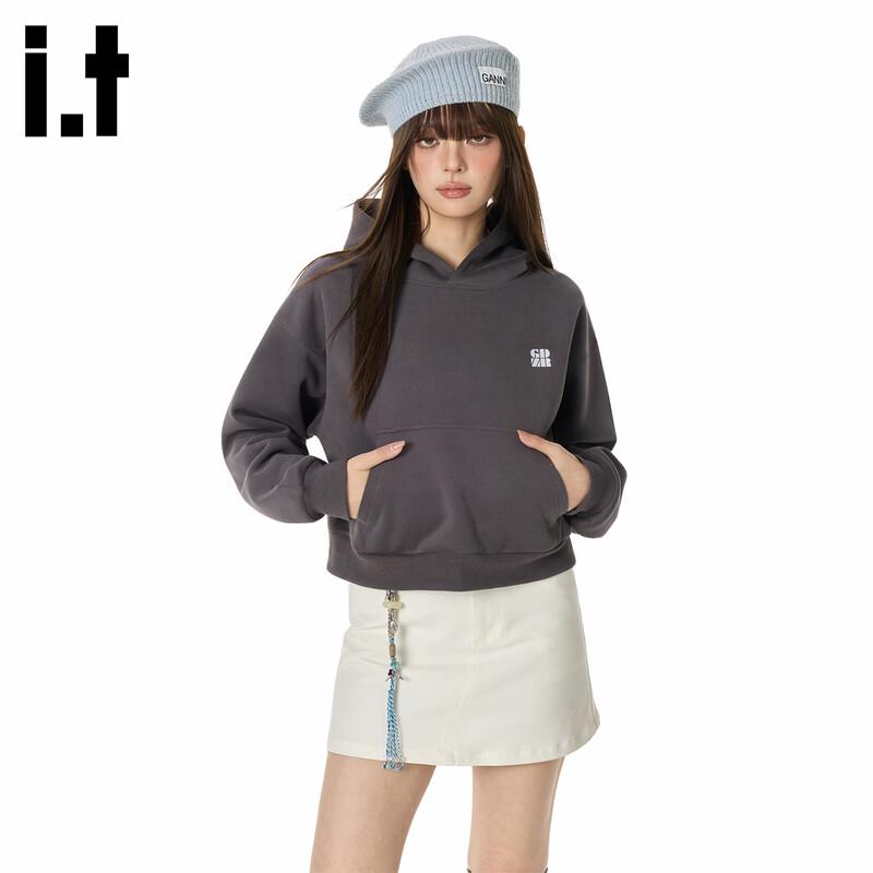 

GROUND ZERO Women s Letter Embroidered Short Hooded Sweatshirt M