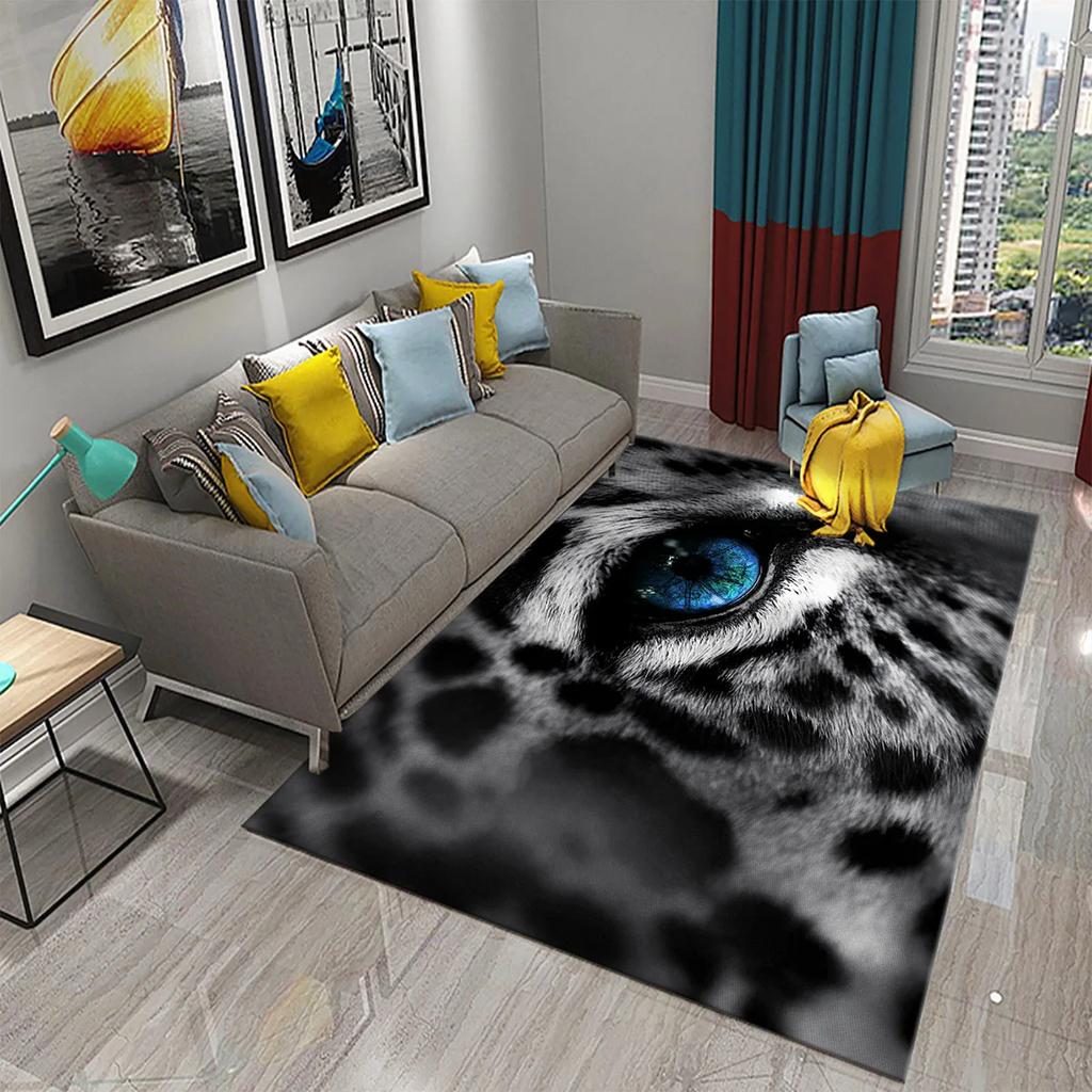3D Animal Eyes Carpet Wild Animal Eyes Mat for Living Room Bedroom Bathroom Kitchen Floor Mat Door Mat Children Play Rest Carpet