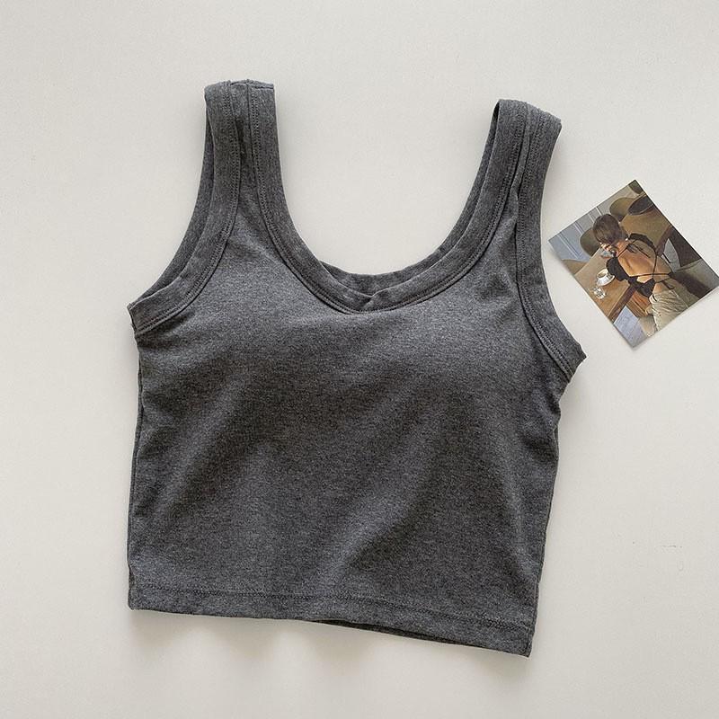 Candy Color Women’s Strappy Crop Tank Top with Padded Cup - Slim Fit