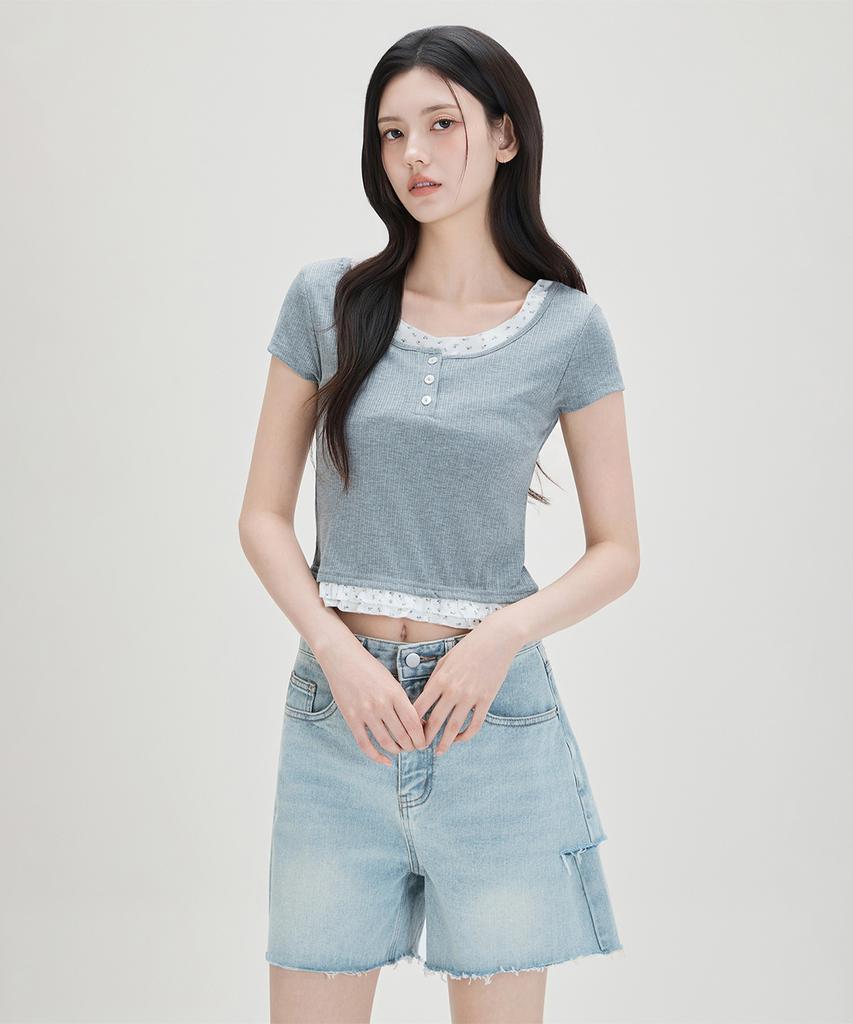 MIXXO Pattern Frill Layered T-Shirt Re Lwg412A_Miwhwg50Qa