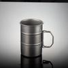 Folding Handle Stainless Steel Camping Mug Oil Barrel Shape Portable Outdoor Drinking Cup  BBQ