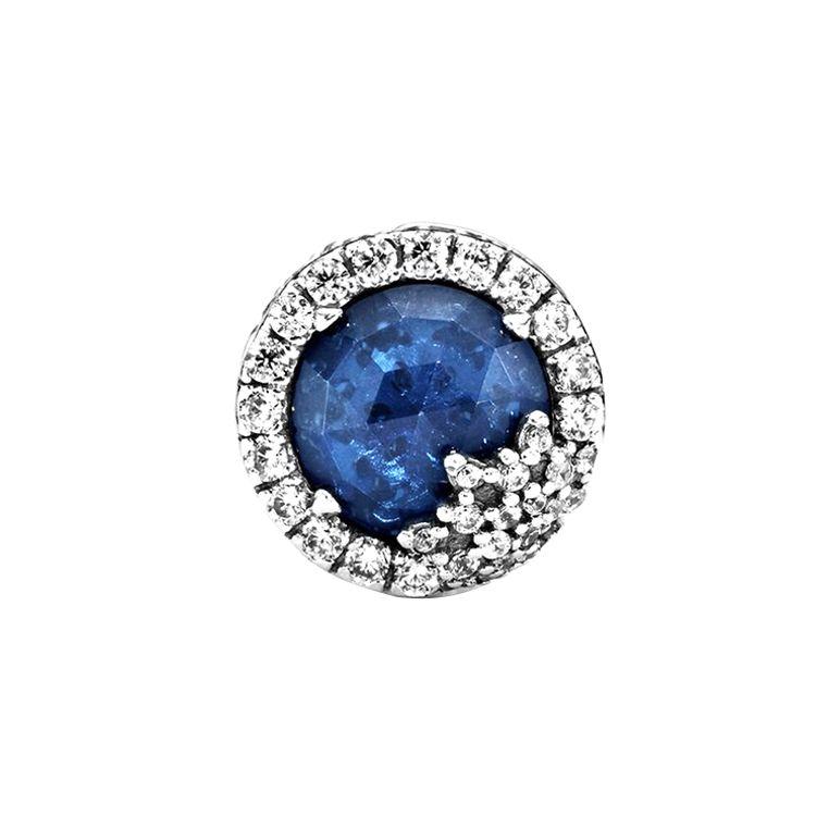 Pandora Shining Snowflake Charm Women Jewelry Blue Silver 796358NTB Box,Silver