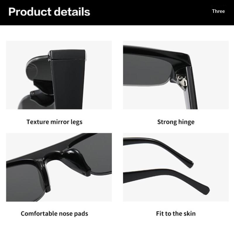 Small Rectangle Women Sunglasses Vintage Clear Lens Men Half Frame Eyewear Shades Uv400