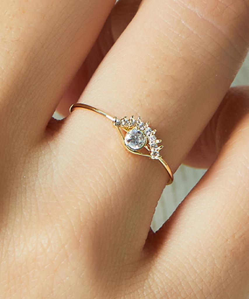 Helene Jewelry 14K Beauty Eye Cubic Miss Ring Gold Thread Ring (Type B)