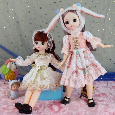 30CM Mini Movable Doll Girls Toy 3D Big Eyes BJD Princess Full Outfits Dresses Collection Childrens Doll Gift