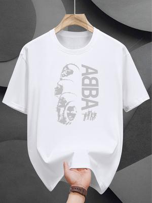 Casual Cotton T-shirt with "ABBA" Graphic Print - Short Sleeve