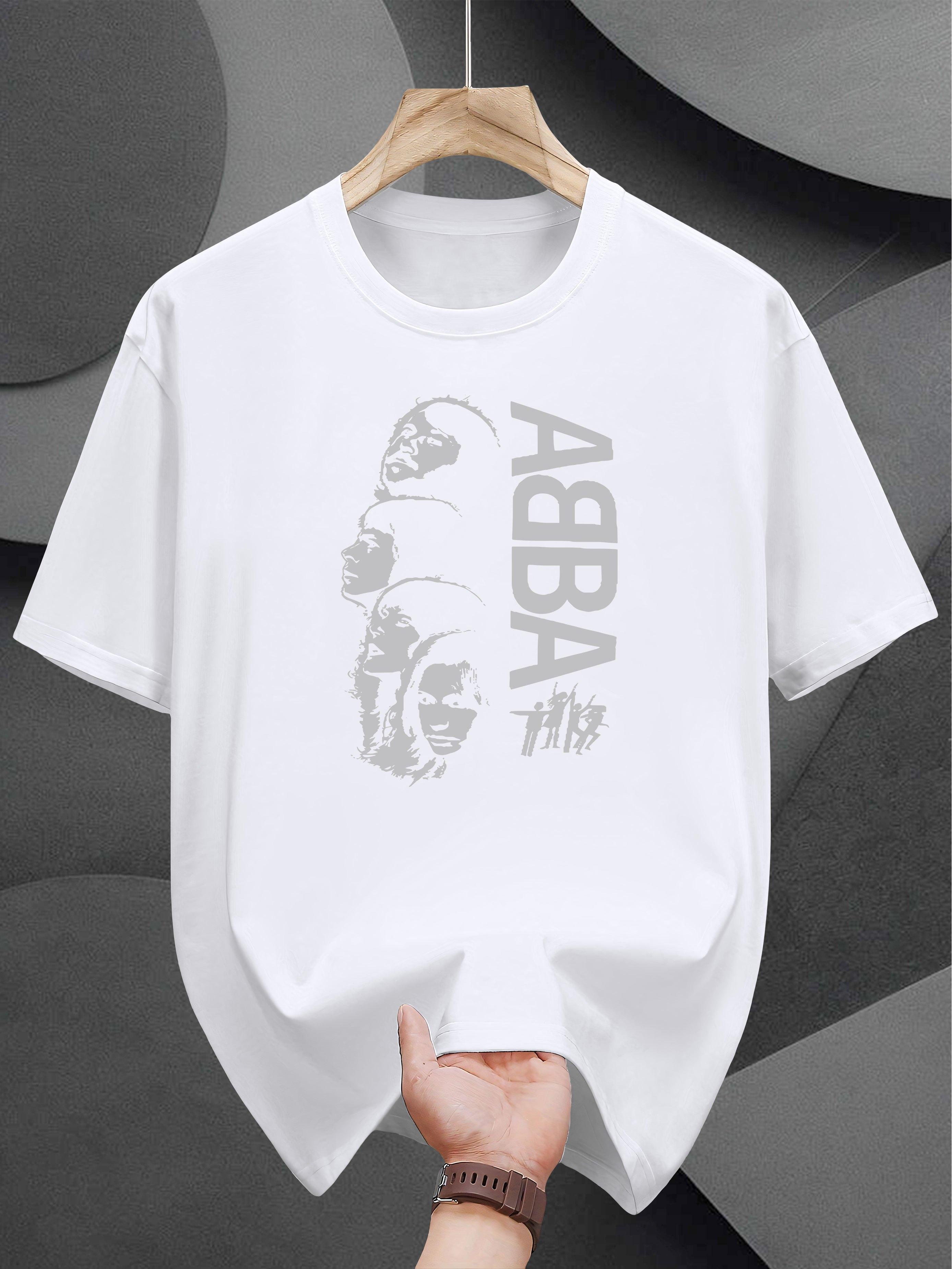 Casual Cotton T-shirt with ABBA Graphic Print - Short Sleeve S