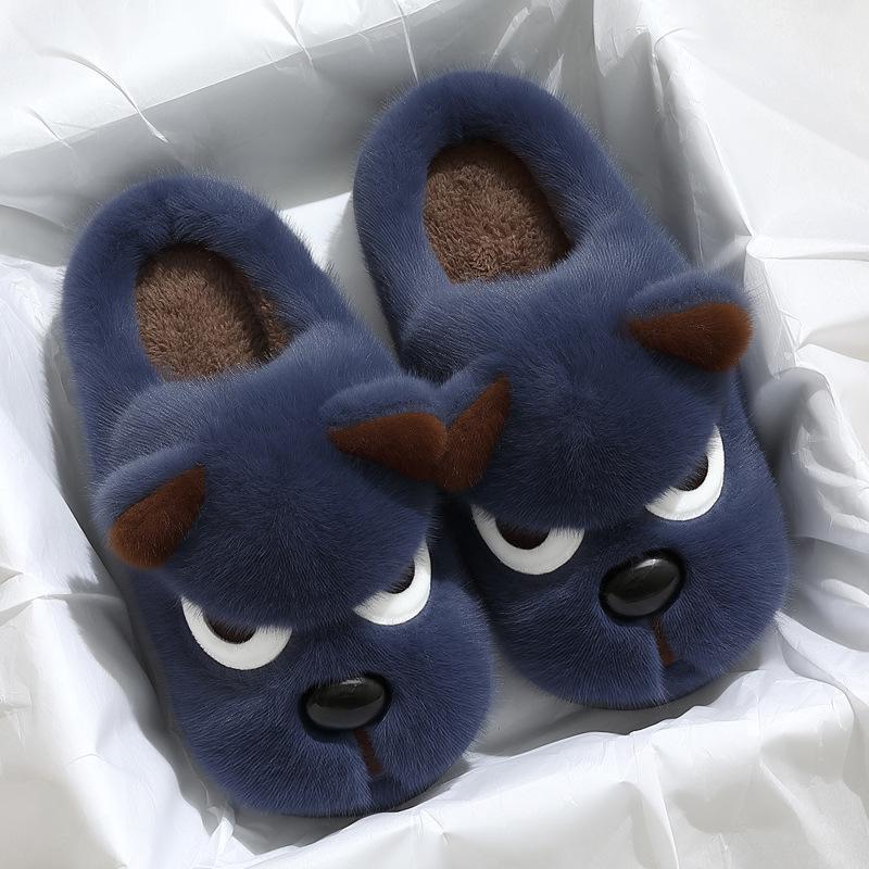 Angry puppy cotton slippers winter new plush warm indoor home platform cotton shoes