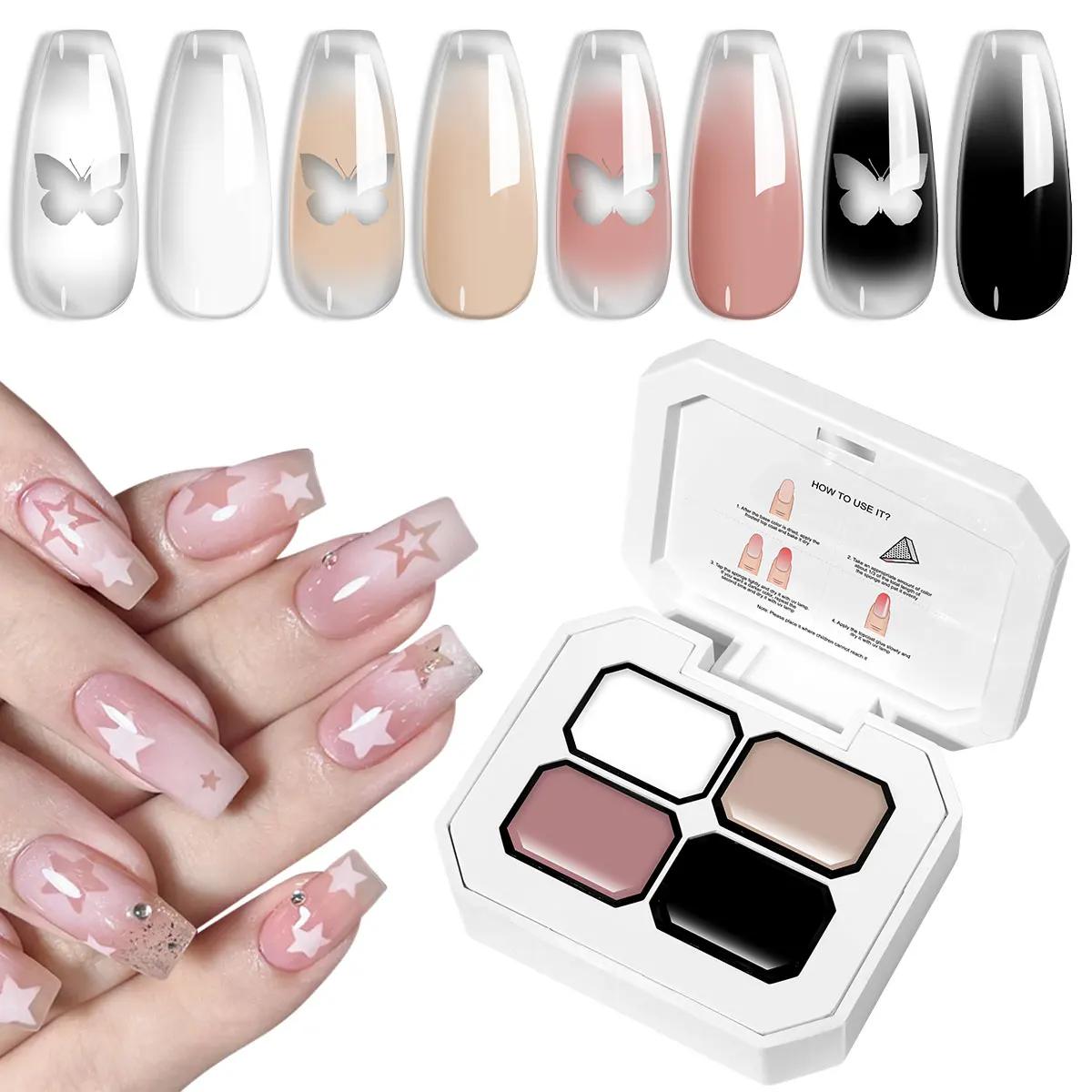LIMEGIRL 4 Color Gradient Painting Gel 7IN1 Solid Nail Polish Quick DIY Design Gel Flower Paint Engraving Gel Nail Polish серо голубой