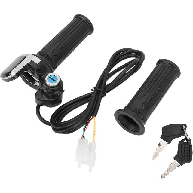 Full Twist Throttle, Electric Bike Twist Throttle Grip Lock Key Set LED Indicator Ergonomic Design Twist Throttle Full for Motorcycle Scooter 48V