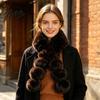 Warm Winter Accessories for Her Women Faux Fur Scarf, Neck Warmer with Magnetic Buckle, Chic Ball Scarf Elegant Draping Design Plush Long Soft Collar