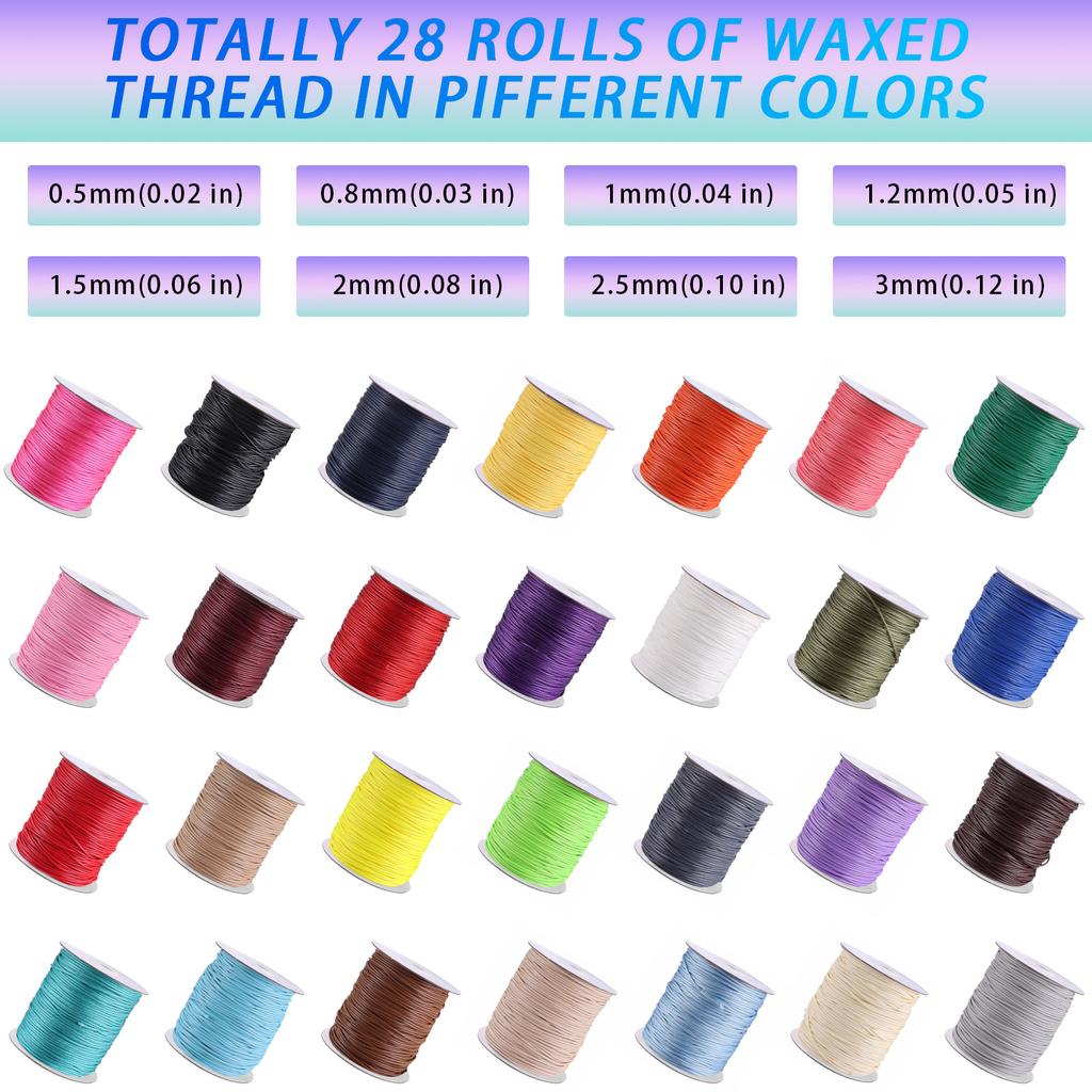 0,5mm-3mm Wachsfaden mehrfarbige Halskettenseil Wachsseil handgefertigt DIY Armband Materialseil