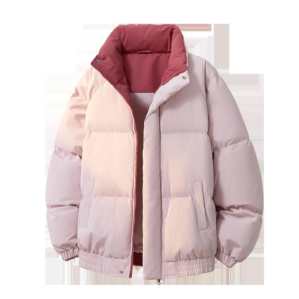 Color Block Stand Collar Cotton Padded Jacket – Warm, Casual, and Versatile Winter Coat