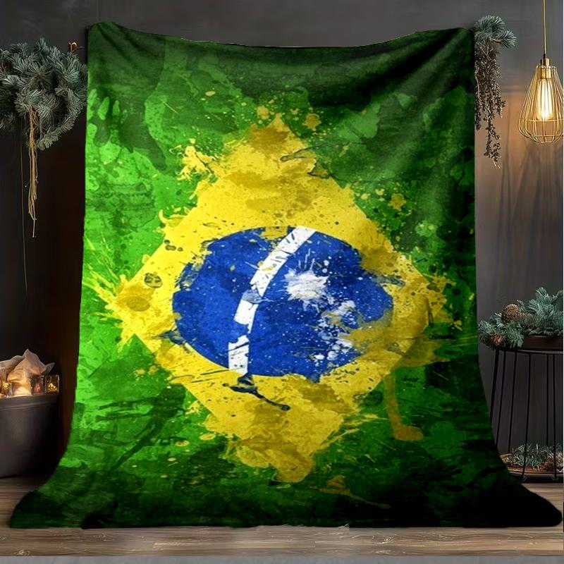 1PC Brazil Artwork Printed Soft Flannel Blanket Throw for Adult Bedroom Living Room Sofa Camping Travel Fan Gifts Christmas Gifts