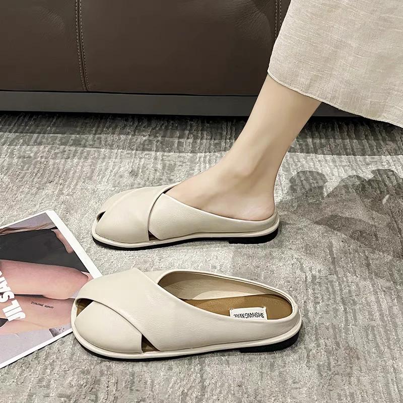 Low Heel Woman Slippers Round Toe Sandals New Collection Chic and Elegant Shoes for Women Comfortable Elegan Easy Wears Slides