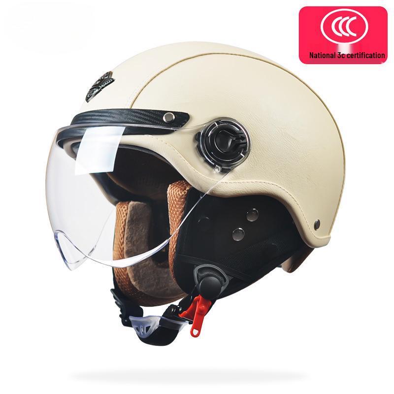 Men's & Women's Retro Electric Motorcycle Helmet - Universal Four-Season Half Helmet