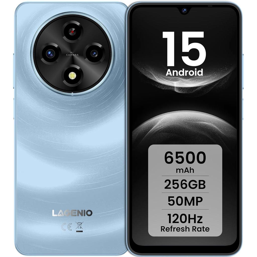 LAGENIO A12 Pro Smartphone, 6,9 Zoll HD-Bildschirm, 24(8+16)GB 256GB/1TB,Android 15, 6500mAh Akku,4G