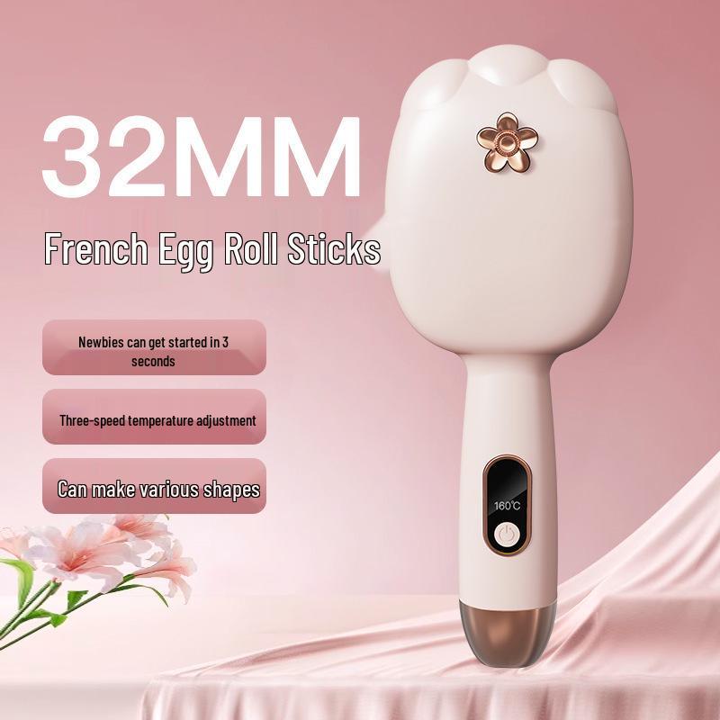 Cat Paw 32mm Negative Ion Curling & Straightening Iron for Big Waves Pink