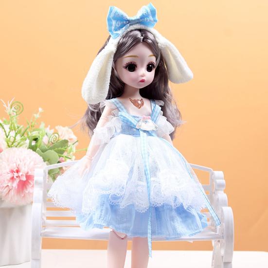 Păpușă prințesă de modă de lux cu 22 de articulații, ochi strălucitori, păr lung 12