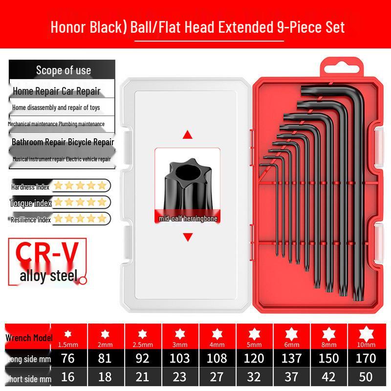 Colored Hex Wrench and Screwdriver Set - 6-Point, Multifunctional Tool with Extended Keys