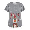 Ladies' Fashionable V-neck Pocket Short Sleeved Christmas Tree Printed Caregiver Uniform