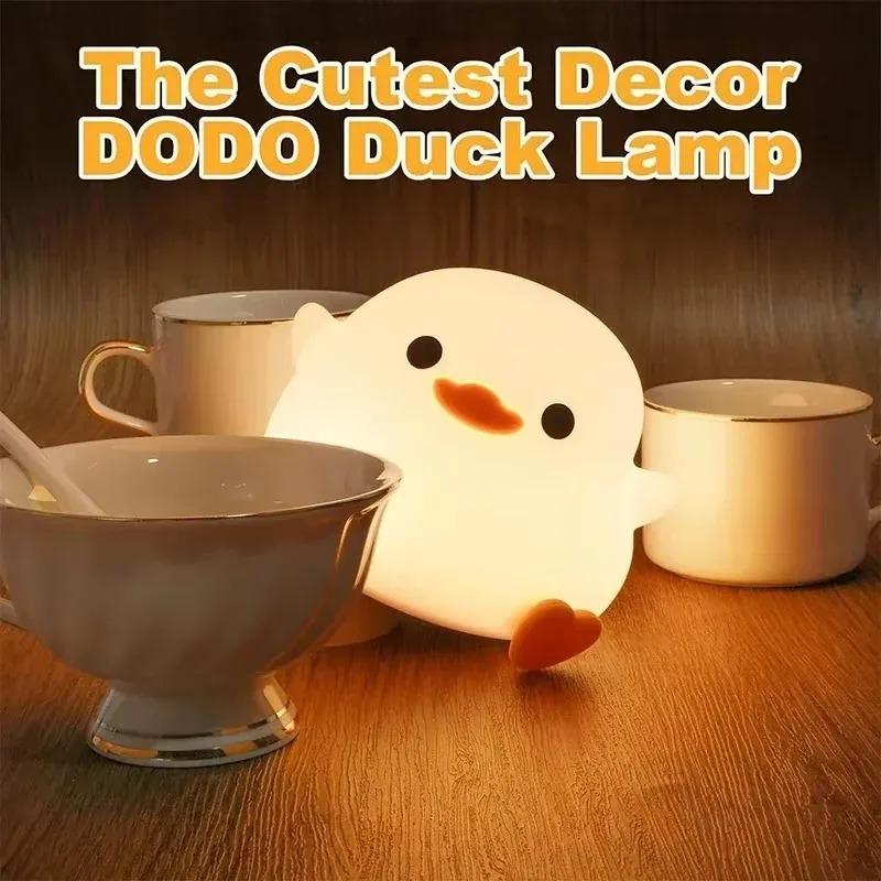 LED Night light Cute duck Cartoon animals Silicone lamp for children kid Touch Sensor Timing USB Rechargeable for birthday gifts