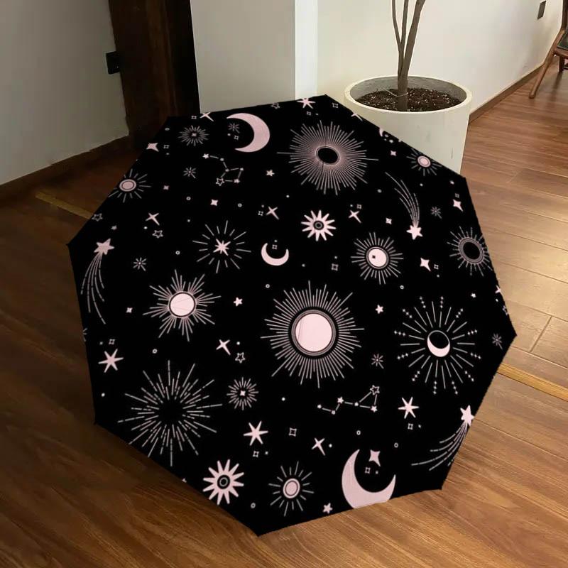 1PC MoonStars Pattern Design Umbrella,Compact Umbrella, All Season, Travel, One Touch Auto Open and Close,Christmas Gift
