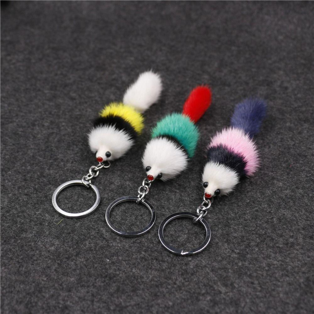3PCS Plush Mink Fur Keychain Mini Size Cute Bag Charm Kawaii Plush Toy Keychain  Bag Decoration