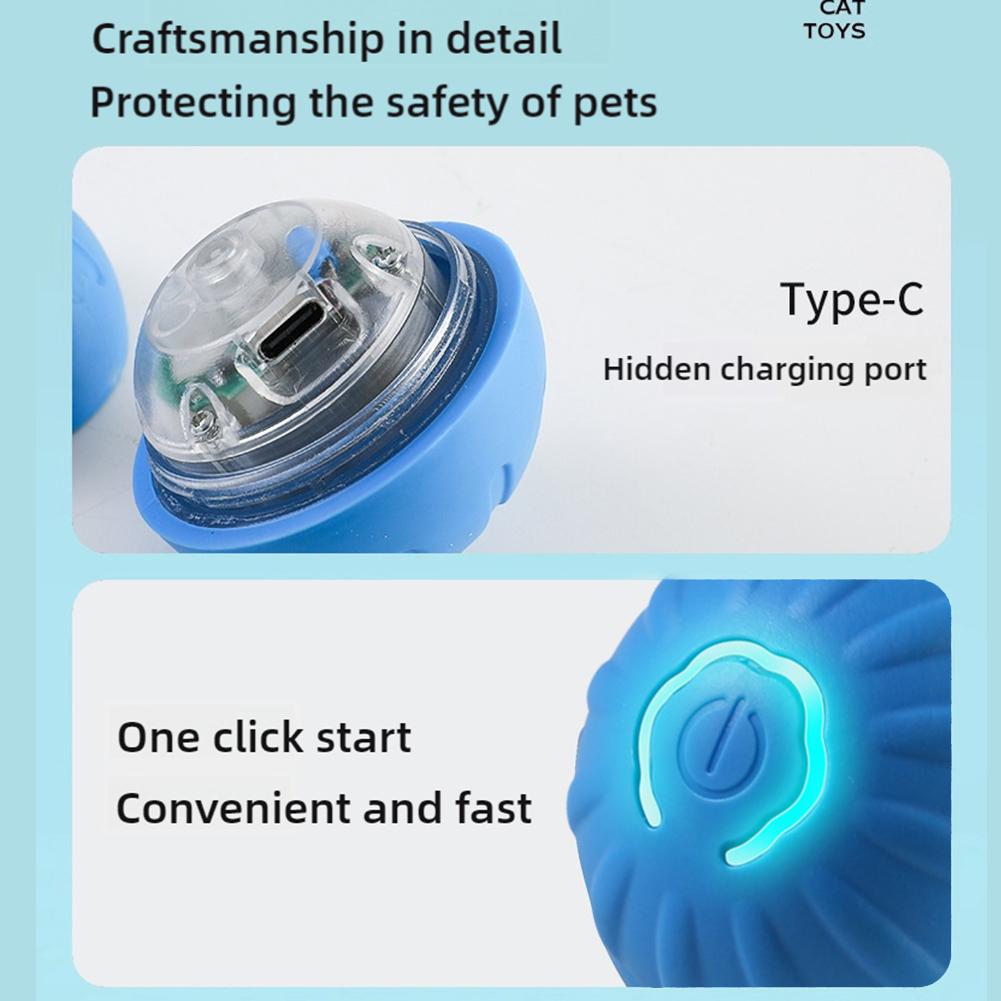 Interactive Dog Toy Ball with Rope Electronic Motion Activated Rolling Ball for Indoor Cat Dog Play Toys for Puppy Training Ball