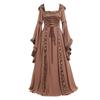 Women's Medieval Vintage Court Style Hooded Dress Square Neck Flared Sleeve Big Swing Dress