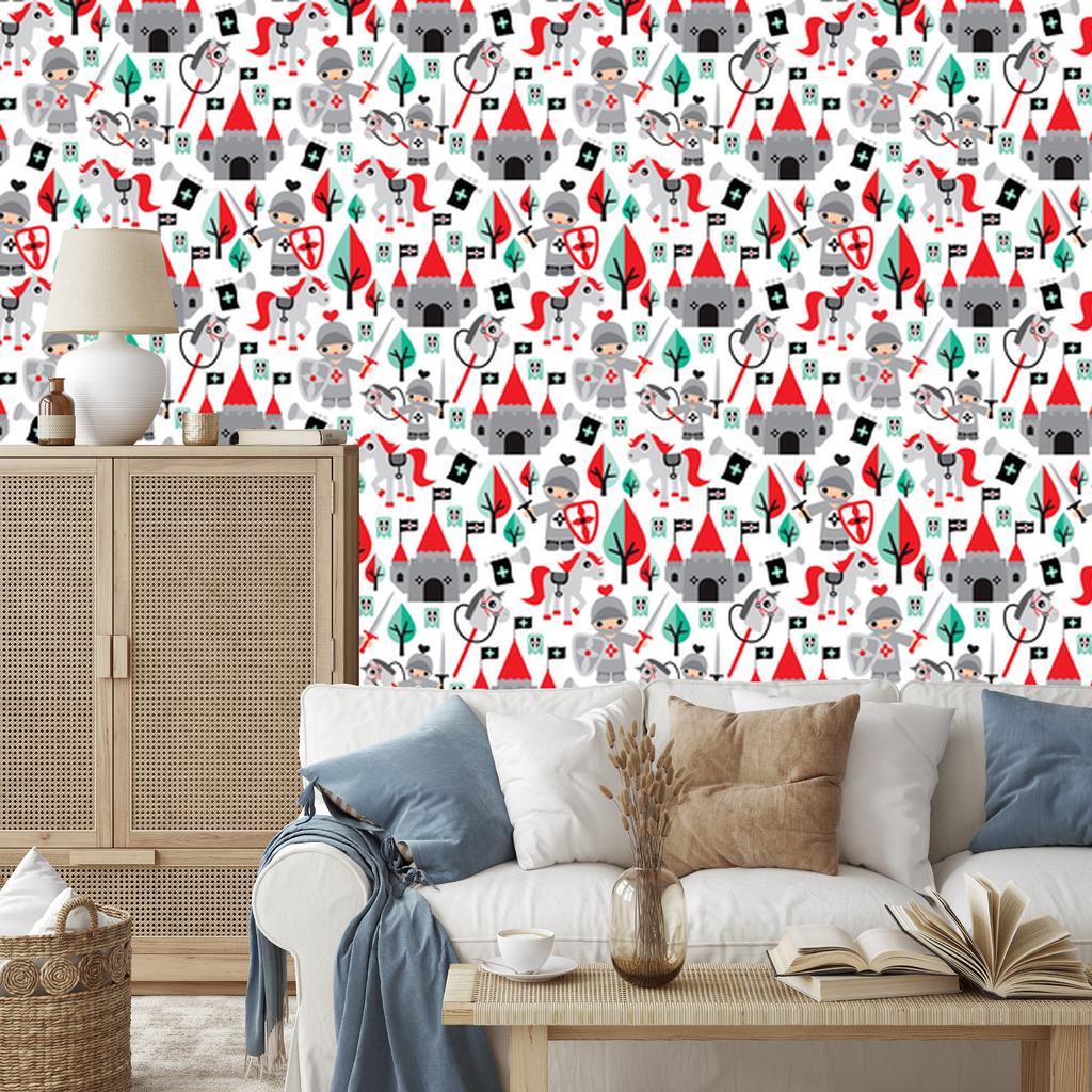 Fairy Tale Knights Horses and Trees Wallpaper for Living Room and Bedroom 50x1000