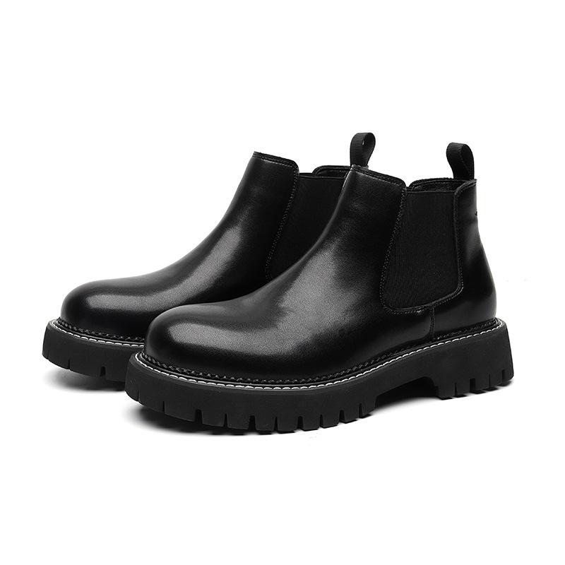 2025 Chelsea boots men's Martin boots black British platform cigarette boots trendy mid-top short boots 68006-R