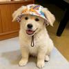 Breathable Cat Dog Sun Hat Adjustable Drawstring UV Protection Pet Bucket Hat Lightweight with Ear Holes Pet Cowboy Hat