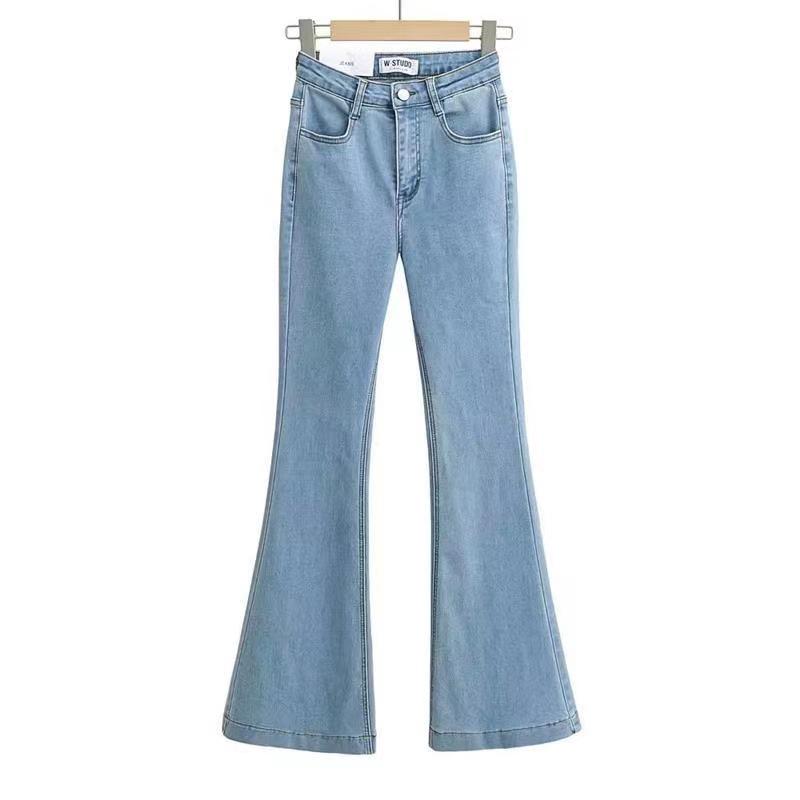 Korean Spicy Girl High Waist Flared Jeans: 2024 Spring/Autumn Elastic Slimming Skinny Trousers