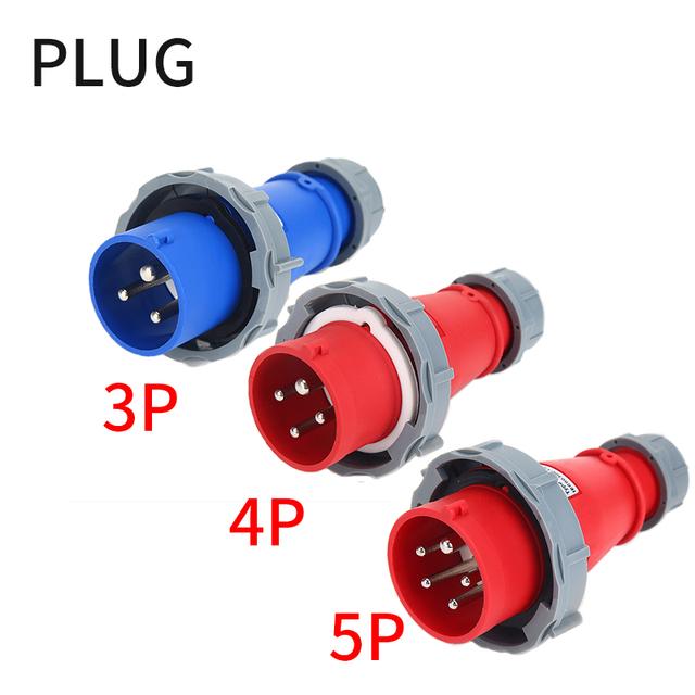 Průmyslový konektor Samec Zástrčka 3P/4P/5Pin Elektrický konektor 16A 32A IP67 Vodotěsná nástěnná zásuvka 220V 380V