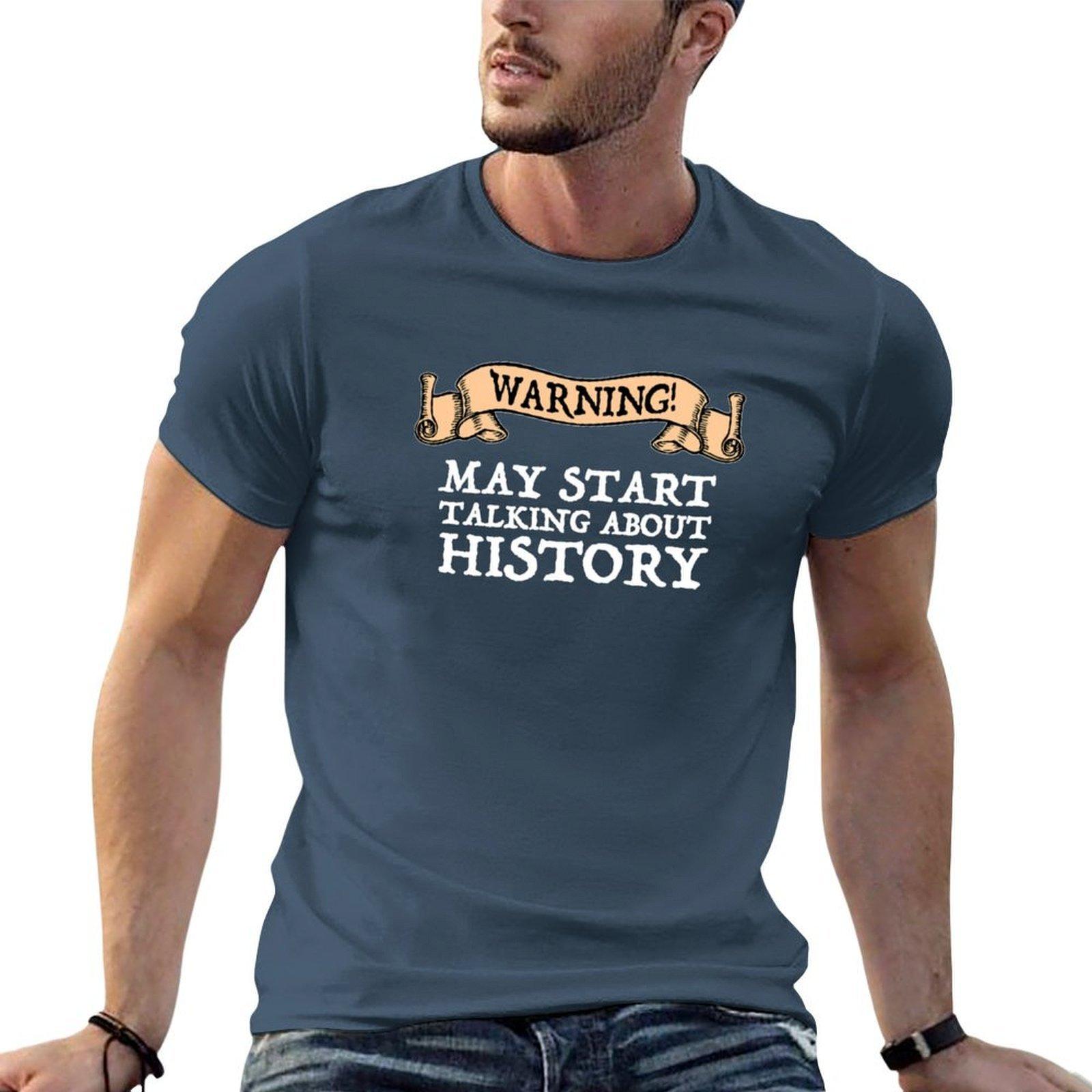 Warning May Start Talking About History Tshirt Vintage Style Printed Top S