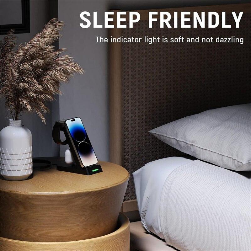 3 In 1 Wireless Charger Stand For iPhone 14 13 12 11 X Samsung S22 S21 Fast Charging Station Dock For Galaxy/ Watch AirPods