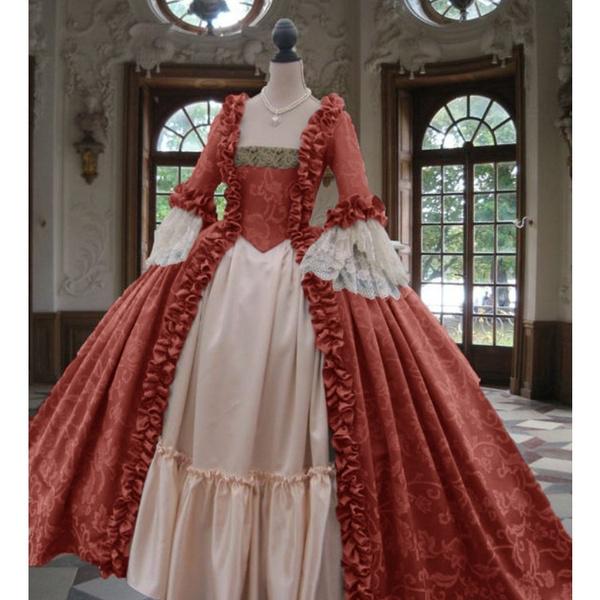 Europe Medieval Maxi Dress Ball Gown Princess Lantern Sleeve Floor Length Medieval Cosplay Dresses