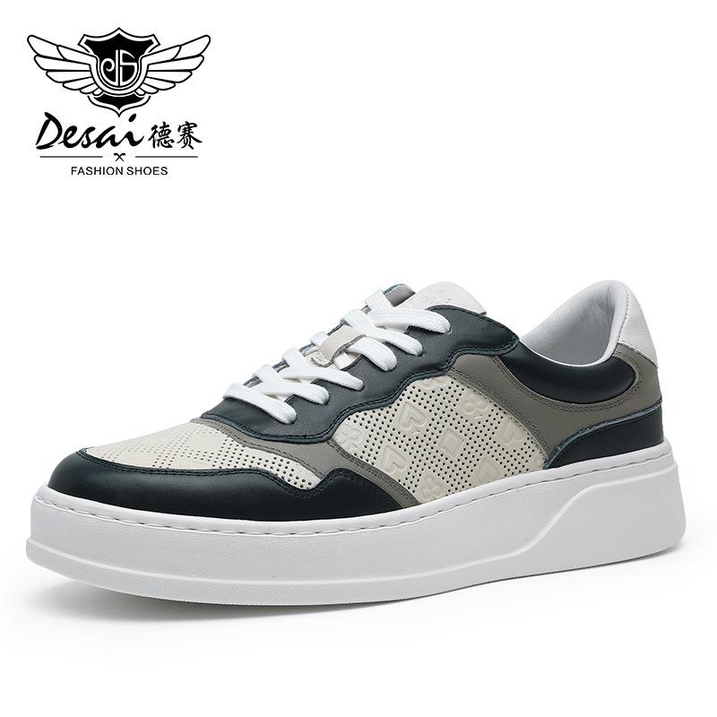 

Мужская обувь, дышащая, первый слой, воловья кожа, спортивная мужская обувь, повседневная обувь, дышащая, универсальная, мужская обувь, тренд 44 синий