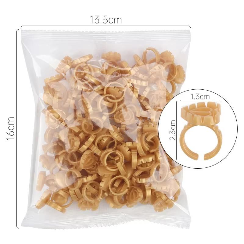 Wholesale Heart 100Pcs/Bag Disposable Eyelash Extension Glue Holder Blooming Cup Tattoo Lash Glue Ring Plastic Colorful Eyelash Heart золотой