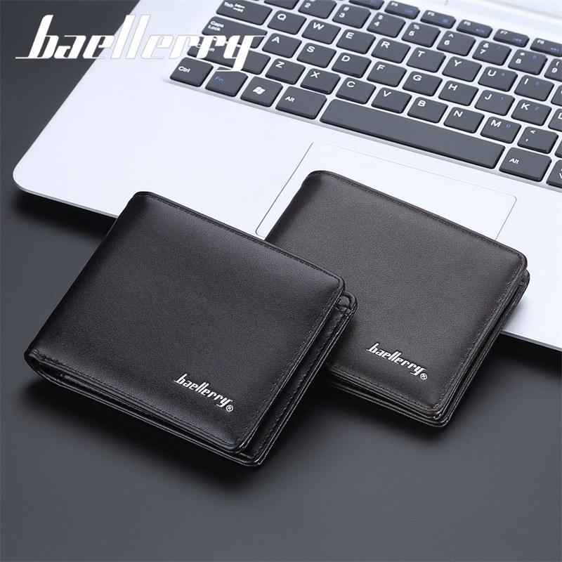 Men's Anti-theft Chain Short Wallets Vintage Design Artificial Leather Bifold Wallet Fashion Card Holder Coin Purse