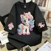 Girls' Summer Fun Faux Embroidery Cotton T-shirt - Unisex Short Sleeve for School Age Kids