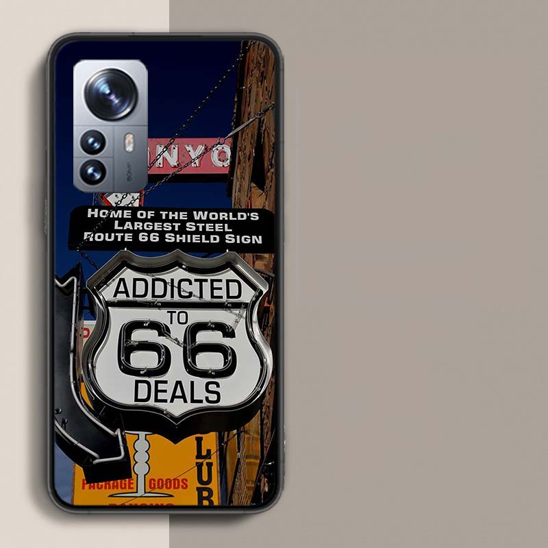 America Route 66 Phone Case For Redmi Note 15 Pro 5G 14 13 12 Pro Plus 11 11T 11E 11S 10 Pro 10S 9 9S Cover Cell Clear with Suit