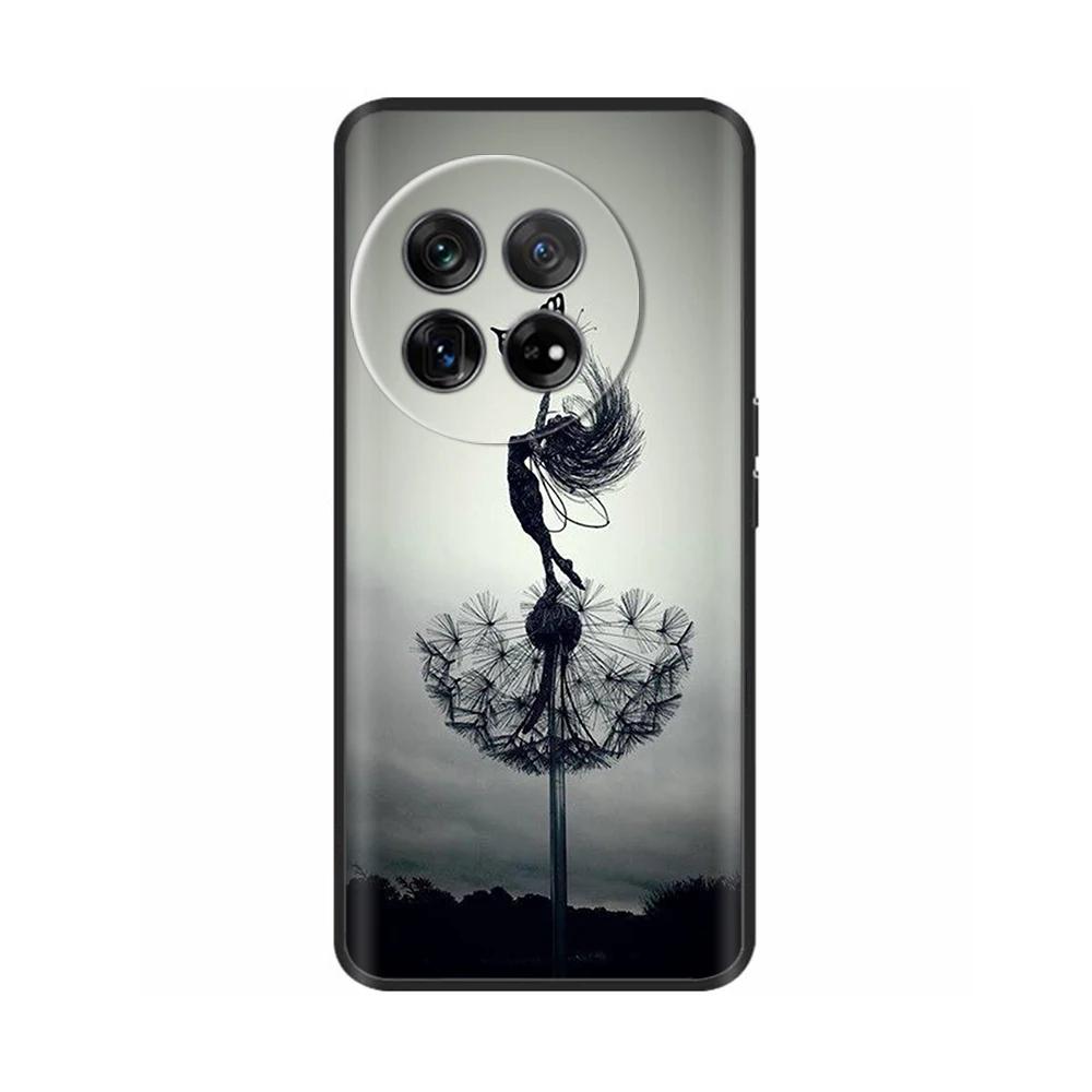 Painted Cover For OnePlus 12 Case Black Silicone Soft Luxury Phone Back Cover For One Plus 12 OnePlus12 5G Fundas Cases Hoesje