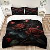 3 Stück Rosen, Dunkles Blumenmuster Bettwäsche-Set, Bezug für Schlafzimmer Gästezimmer (1 Bettbezug + 2 Kissenbezüge, ohne Steppdecke),  yy250922226