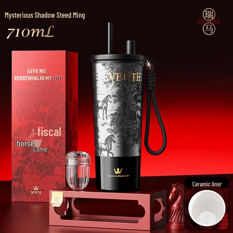 Shangqi Red Ceramic Insulated Coffee Mug