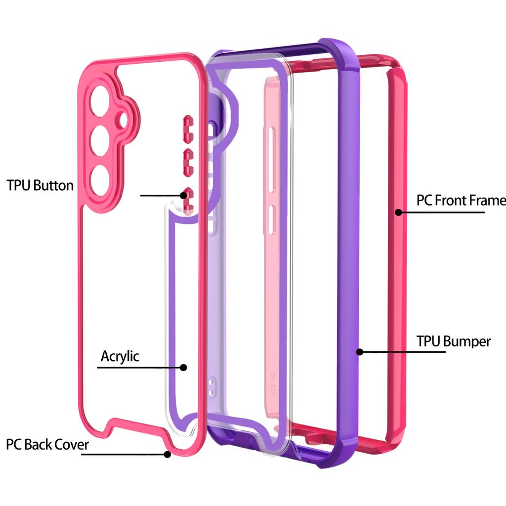 For Samsung Galaxy S25 Case Detachable 4 in 1 TPU+Acrylic+PC Shockproof Phone Cover