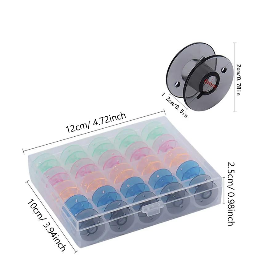 25pcs Colorful Empty Sewing Machine Bobbins Set, Plastic Spools with Storage Box for DIY Crafts, Sewing Projects, Thread Organization