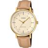 Casio LTP-VT03GL-4B Analog Quartz Women's Watch Pale Orange Metallic Beige Leather Band