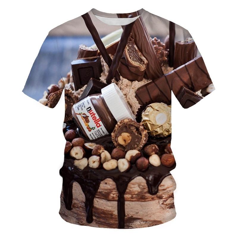 Creative Food Pattern T Shirts Hamburg Pizza Steak French Fries Men's Summer T-Shirts